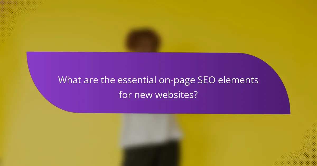 What are the essential on-page SEO elements for new websites?