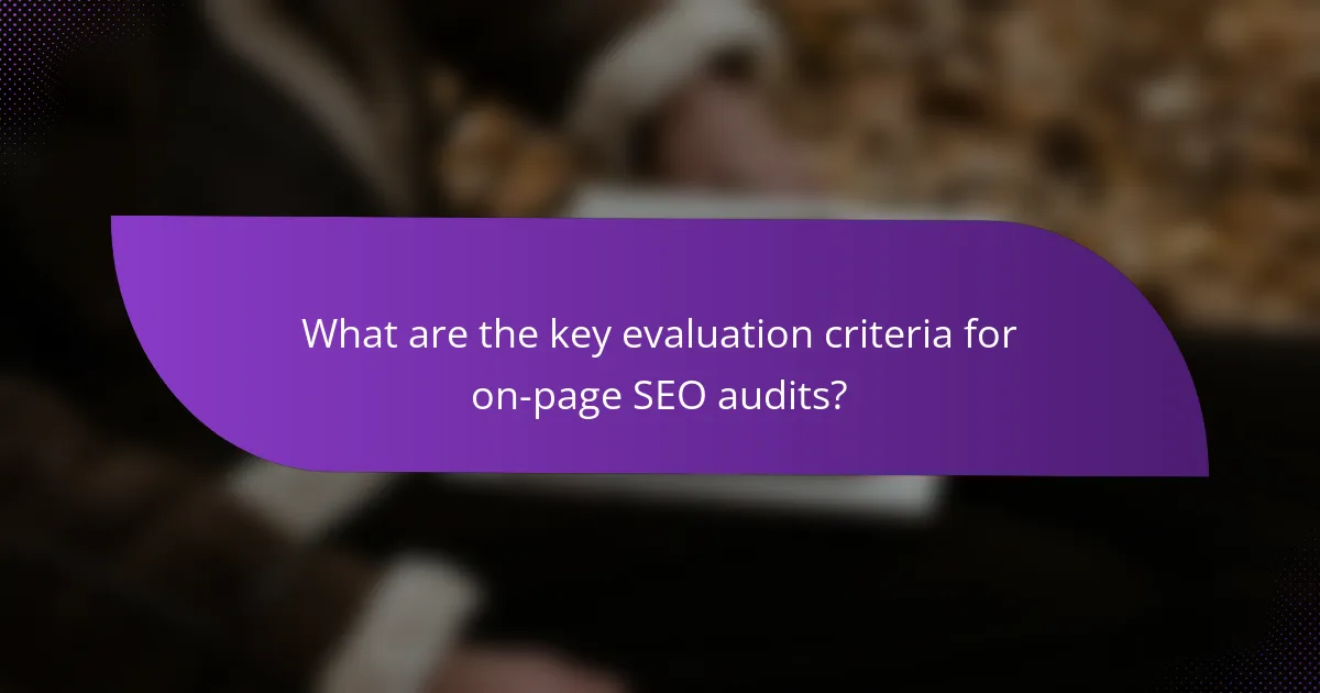 What are the key evaluation criteria for on-page SEO audits?