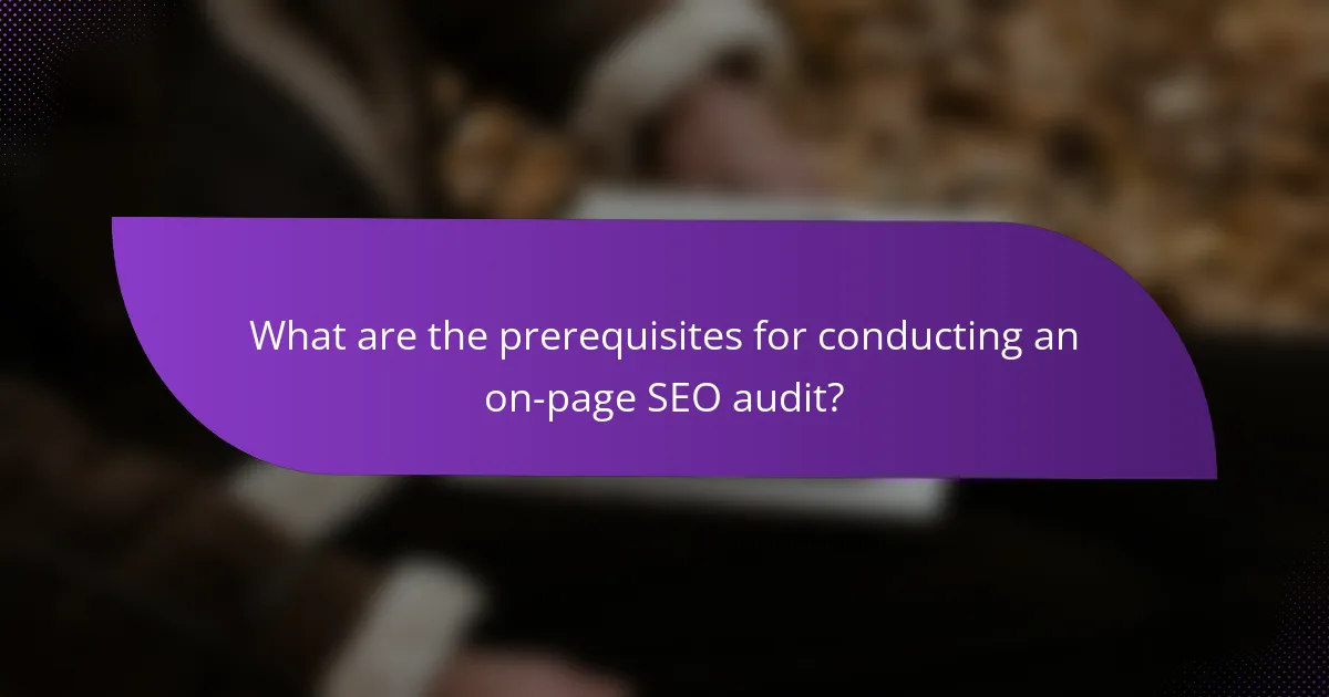 What are the prerequisites for conducting an on-page SEO audit?
